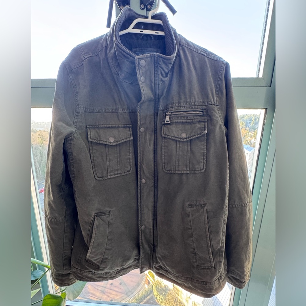GH Bass Military Utility Jacket Men Large Army Green Cotton Canvas Field Coat